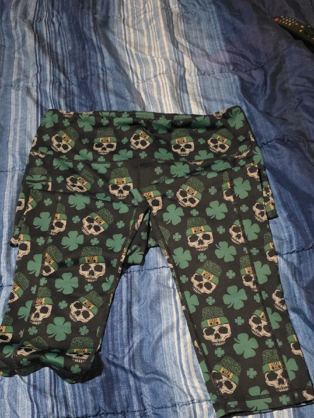 Constantly Varied Gear Black & Green Shamrock Skull Capris